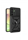 Mey İthalat®  Samsung Galaxy A16 5G Kılıf Pars Lens Yüzüklü Silikon - Siyah