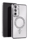 Mey İthalat®  Samsung Galaxy A17 5G Joke Simli Magneticsafe Kılıf - Gümüş