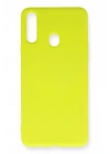 Mey İthalat®  Samsung Galaxy A20S Kılıf Nano içi Kadife Silikon - Sarı