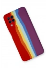 Mey İthalat®  Samsung Galaxy A22 Kılıf Ebruli Lansman Silikon - Kırmızı-Mor