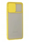 Mey İthalat®  Samsung Galaxy A22 Kılıf Palm Buzlu Kamera Sürgülü Silikon - Sarı