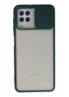 Mey İthalat®  Samsung Galaxy A22 Kılıf Palm Buzlu Kamera Sürgülü Silikon - Yeşil