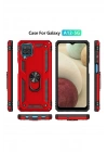 Mey İthalat®  Samsung Galaxy A22 Kılıf Sofya Yüzüklü Silikon Kapak - Kırmızı