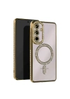 Mey İthalat®  Samsung Galaxy A25 5G Joke Simli Magneticsafe Kılıf - Gold