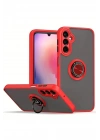 Mey İthalat®  Samsung Galaxy A36 Kılıf Montreal Yüzüklü Silikon Kapak - Kırmızı