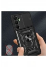 Mey İthalat®  Samsung Galaxy A36 Kılıf Pars Lens Yüzüklü Silikon - Kırmızı