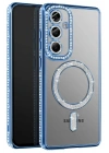 Mey İthalat®  Samsung Galaxy A37 5G Joke Simli Magneticsafe Kılıf - Mavi