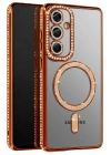 Mey İthalat®  Samsung Galaxy A37 5G Joke Simli Magneticsafe Kılıf - Turuncu