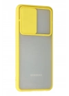 Mey İthalat®  Samsung Galaxy A52 Kılıf Palm Buzlu Kamera Sürgülü Silikon - Sarı