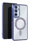 Mey İthalat®  Samsung Galaxy A56 Joke Simli Magneticsafe Kılıf - Mavi