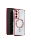Mey İthalat®  Samsung Galaxy A56 Joke Simli Magneticsafe Kılıf - Pembe