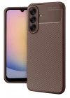 Mey İthalat®  Samsung Galaxy A56 Kılıf Auto Focus Karbon Kapak - Kahverengi