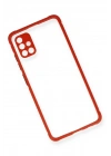 Mey İthalat®  Samsung Galaxy A71 Kılıf Miami Şeffaf Silikon - Kırmızı
