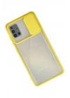 Mey İthalat®  Samsung Galaxy A71 Kılıf Palm Buzlu Kamera Sürgülü Silikon - Sarı