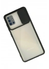 Mey İthalat®  Samsung Galaxy A71 Kılıf Palm Buzlu Kamera Sürgülü Silikon - Siyah
