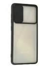 Mey İthalat®  Samsung Galaxy A71 Kılıf Palm Buzlu Kamera Sürgülü Silikon - Siyah