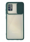 Mey İthalat®  Samsung Galaxy A71 Kılıf Palm Buzlu Kamera Sürgülü Silikon - Yeşil