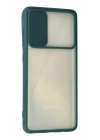 Mey İthalat®  Samsung Galaxy A71 Kılıf Palm Buzlu Kamera Sürgülü Silikon - Yeşil