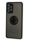 Mey İthalat®  Samsung Galaxy A72 Kılıf Montreal Yüzüklü Silikon Kapak - Siyah