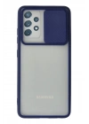 Mey İthalat®  Samsung Galaxy A72 Kılıf Palm Buzlu Kamera Sürgülü Silikon - Lacivert