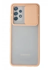 Mey İthalat®  Samsung Galaxy A72 Kılıf Palm Buzlu Kamera Sürgülü Silikon - Pembe