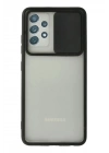 Mey İthalat®  Samsung Galaxy A72 Kılıf Palm Buzlu Kamera Sürgülü Silikon - Siyah