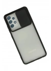 Mey İthalat®  Samsung Galaxy A72 Kılıf Palm Buzlu Kamera Sürgülü Silikon - Siyah