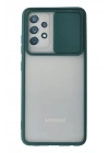 Mey İthalat®  Samsung Galaxy A72 Kılıf Palm Buzlu Kamera Sürgülü Silikon - Yeşil