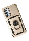 Mey İthalat®  Samsung Galaxy A72 Kılıf Pars Lens Yüzüklü Silikon - Gold
