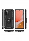 Mey İthalat®  Samsung Galaxy A72 Kılıf Sofya Yüzüklü Silikon Kapak - Siyah