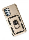 Mey İthalat®  Samsung Galaxy A73 5G Kılıf Pars Lens Yüzüklü Silikon - Gold