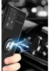 Mey İthalat®  Samsung Galaxy A91 / S10 Lite Kılıf Range Yüzüklü Silikon - Mavi