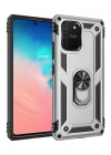 Mey İthalat®  Samsung Galaxy A91 / S10 Lite Kılıf Sofya Yüzüklü Silikon Kapak - Gümüş