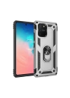 Mey İthalat®  Samsung Galaxy A91 / S10 Lite Kılıf Sofya Yüzüklü Silikon Kapak - Gümüş