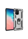 Mey İthalat®  Samsung Galaxy A91 / S10 Lite Kılıf Sofya Yüzüklü Silikon Kapak - Gümüş