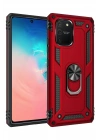 Mey İthalat®  Samsung Galaxy A91 / S10 Lite Kılıf Sofya Yüzüklü Silikon Kapak - Kırmızı