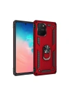 Mey İthalat®  Samsung Galaxy A91 / S10 Lite Kılıf Sofya Yüzüklü Silikon Kapak - Kırmızı