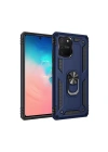 Mey İthalat®  Samsung Galaxy A91 / S10 Lite Kılıf Sofya Yüzüklü Silikon Kapak - Lacivert