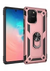 Mey İthalat®  Samsung Galaxy A91 / S10 Lite Kılıf Sofya Yüzüklü Silikon Kapak - Rose
