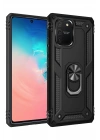 Mey İthalat®  Samsung Galaxy A91 / S10 Lite Kılıf Sofya Yüzüklü Silikon Kapak - Siyah