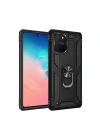 Mey İthalat®  Samsung Galaxy A91 / S10 Lite Kılıf Sofya Yüzüklü Silikon Kapak - Siyah