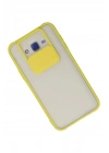 Mey İthalat®  Samsung Galaxy J7 Kılıf Palm Buzlu Kamera Sürgülü Silikon - Sarı