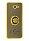 Mey İthalat®  Samsung Galaxy J7 Prime Kılıf Montreal Yüzüklü Silikon Kapak - Sarı
