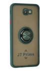 Mey İthalat®  Samsung Galaxy J7 Prime Kılıf Montreal Yüzüklü Silikon Kapak - Yeşil