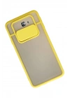 Mey İthalat®  Samsung Galaxy J7 Prime Kılıf Palm Buzlu Kamera Sürgülü Silikon - Sarı