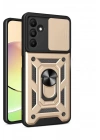Mey İthalat®  Samsung Galaxy M15 Kılıf Pars Lens Yüzüklü Silikon - Gold