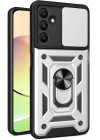 Mey İthalat®  Samsung Galaxy M15 Kılıf Pars Lens Yüzüklü Silikon - Gümüş