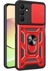 Mey İthalat®  Samsung Galaxy M15 Kılıf Pars Lens Yüzüklü Silikon - Kırmızı