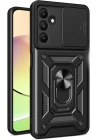 Mey İthalat®  Samsung Galaxy M15 Kılıf Pars Lens Yüzüklü Silikon - Siyah