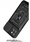 Mey İthalat®  Samsung Galaxy M15 Kılıf Pars Lens Yüzüklü Silikon - Siyah